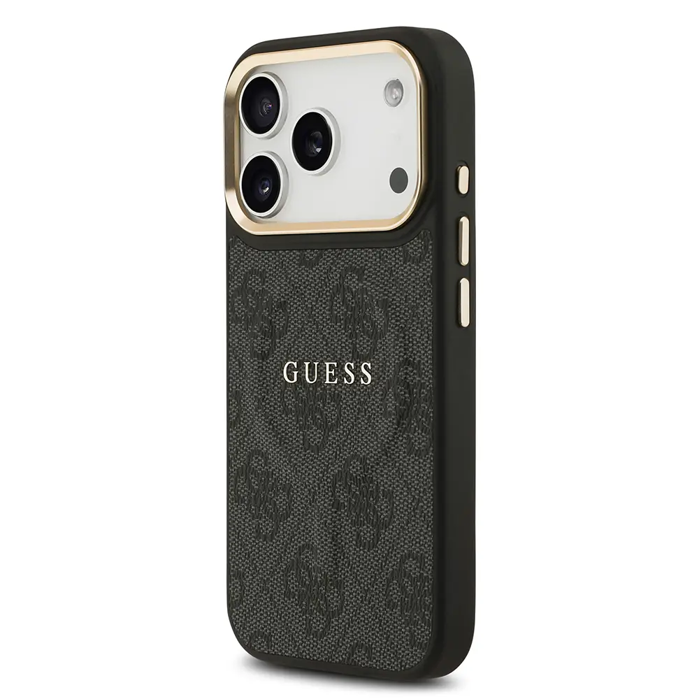 iPhone 17 Pro MagSafe Uyumlu PU Deri Kılıf - Guess 4G Logolu