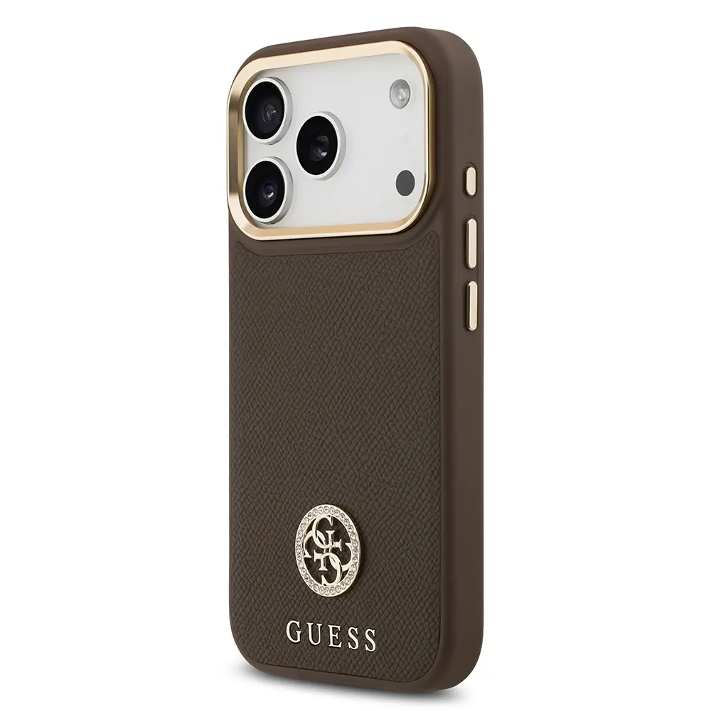 iPhone 17 Pro MagSafe Uyumlu Grained Desenli Kılıf - Guess 4G Logolu