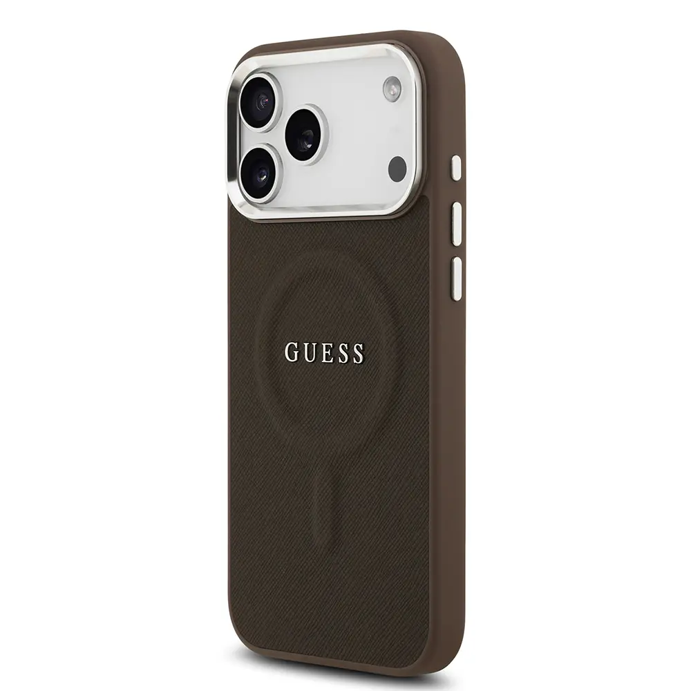 iPhone 17 Pro MagSafe Uyumlu PU Deri Kılıf - Guess Klasik Logolu