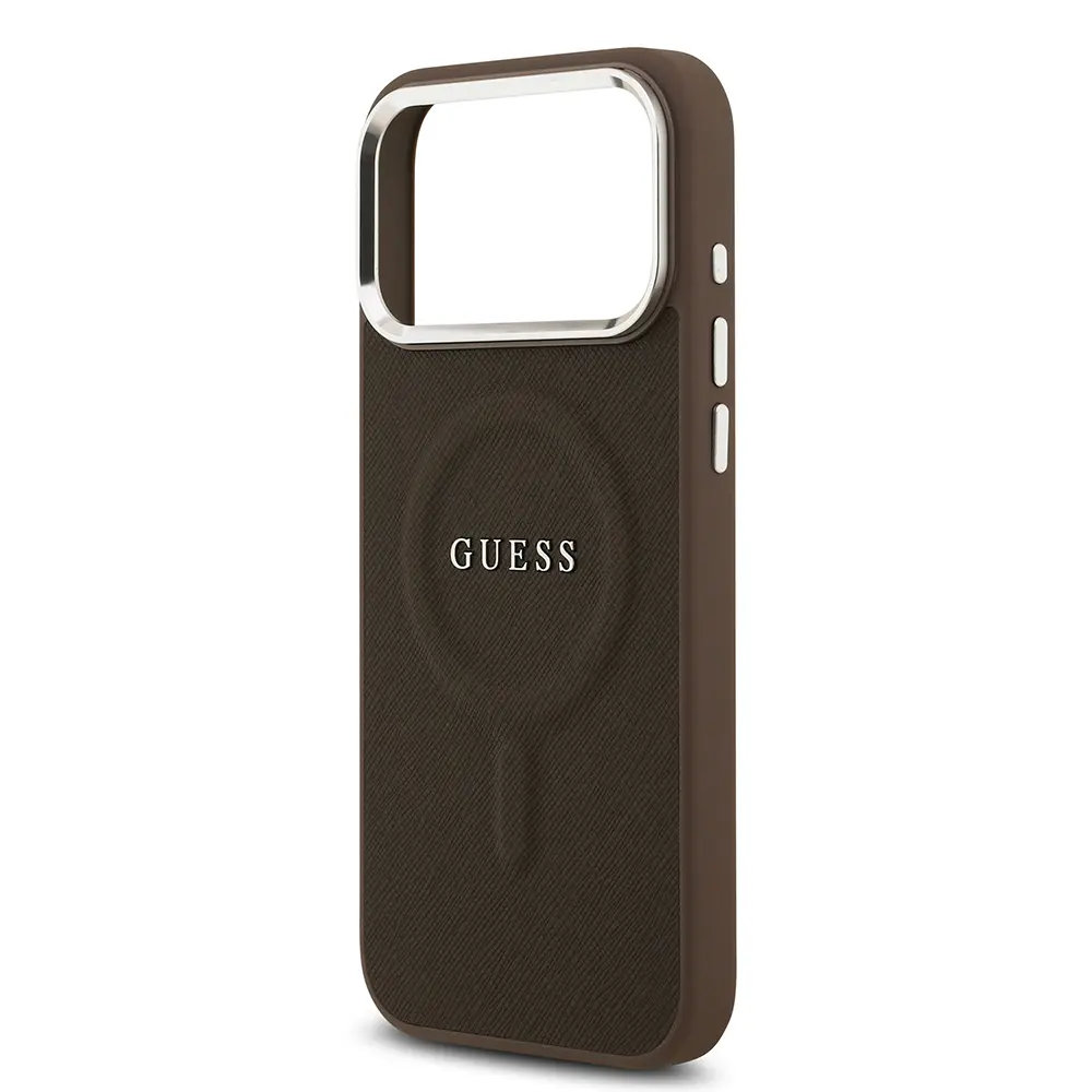 iPhone 17 Pro MagSafe Uyumlu PU Deri Kılıf - Guess Klasik Logolu