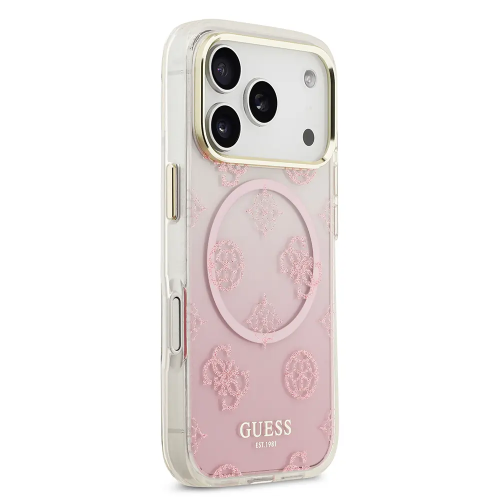 iPhone 17 Pro MagSafe Uyumlu Simli Peony Silikon Kılıf - Guess