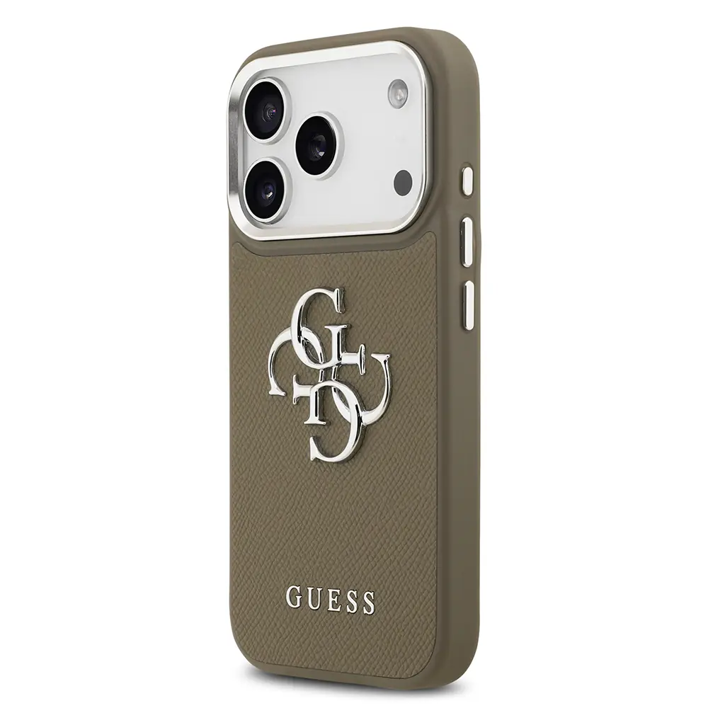 iPhone 17 Pro Lisanslı Grained Kılıf - Guess 4G Metal Logolu