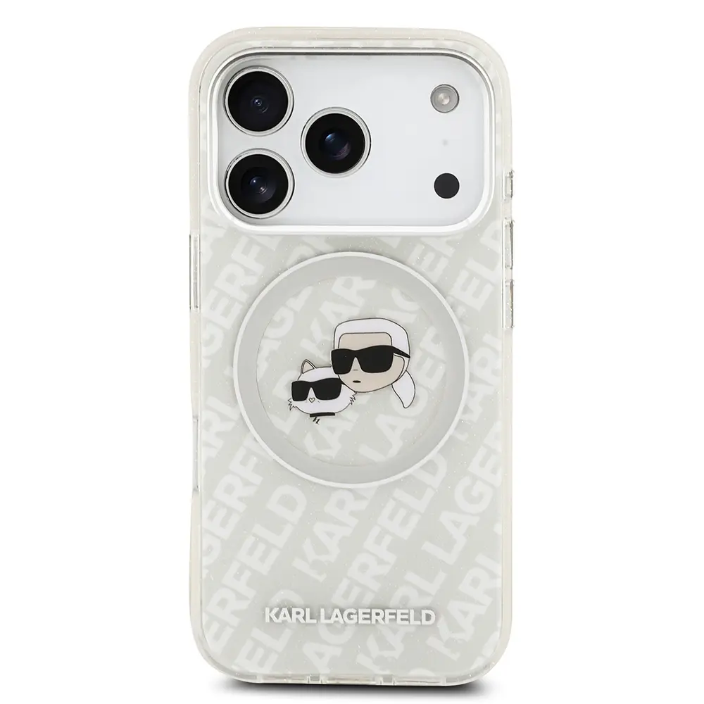 iPhone 17 Pro Kılıf, Parlayan Simli Karl & Choupette Tasarımlı - Karl Lagerfeld