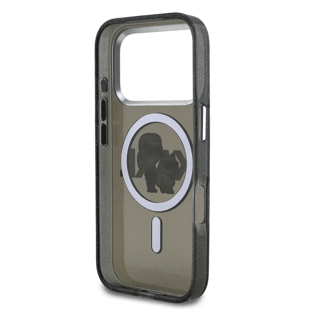 iPhone 17 Pro Kılıf, Parlayan Simli Karl & Choupette Logo - Karl Lagerfeld