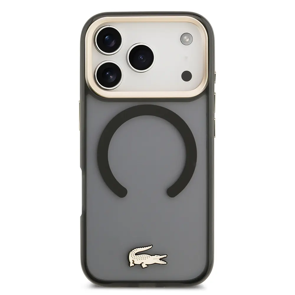 iPhone 17 Pro MagSafe Uyumlu Şeffaf Kılıf - Lacoste Gold Timsah Logolu