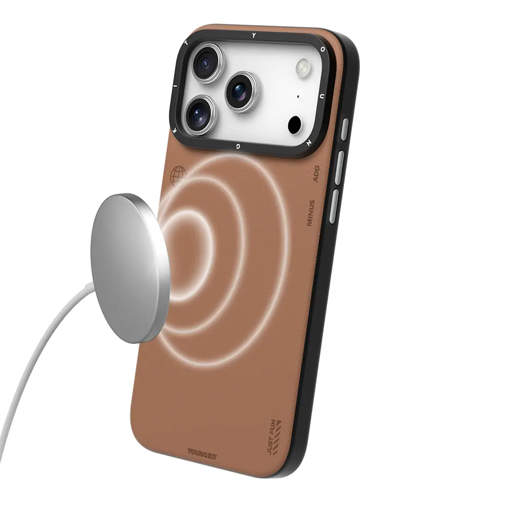 iPhone 17 Pro MagSafe Uyumlu Mat Deri Desenli Kılıf - Youngkit Tech Fashion