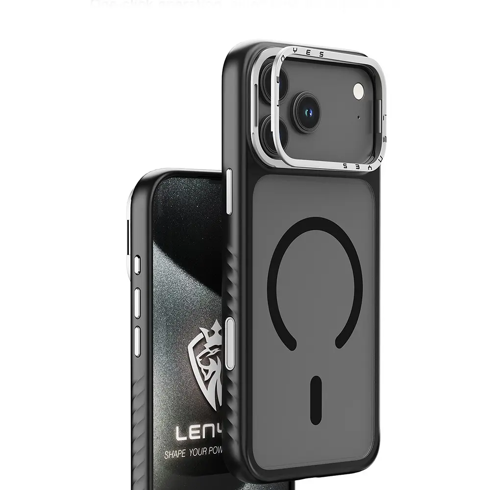 iPhone 17 Pro MagSafe Uyumlu Metal Kamera Standlı Kılıf - Lenyes CK226