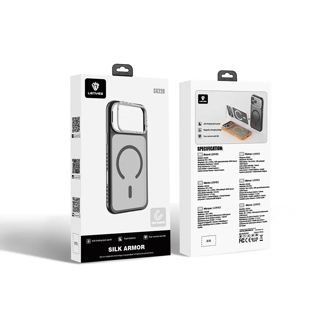 iPhone 17 Pro MagSafe Uyumlu Metal Kamera Standlı Kılıf - Lenyes CK226