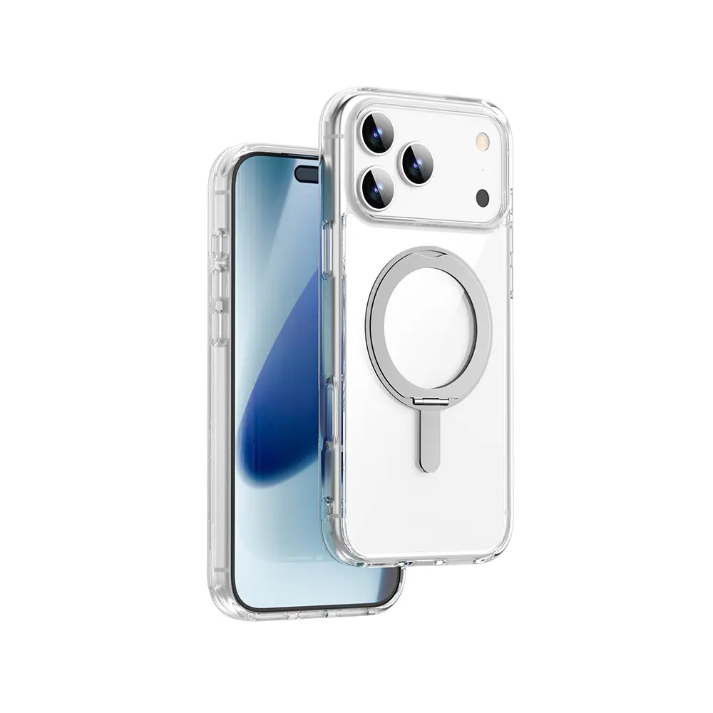 iPhone 17 Pro MagSafe Uyumlu Standlı Şeffaf Kılıf - Wiwu iShield Ultra Crystal