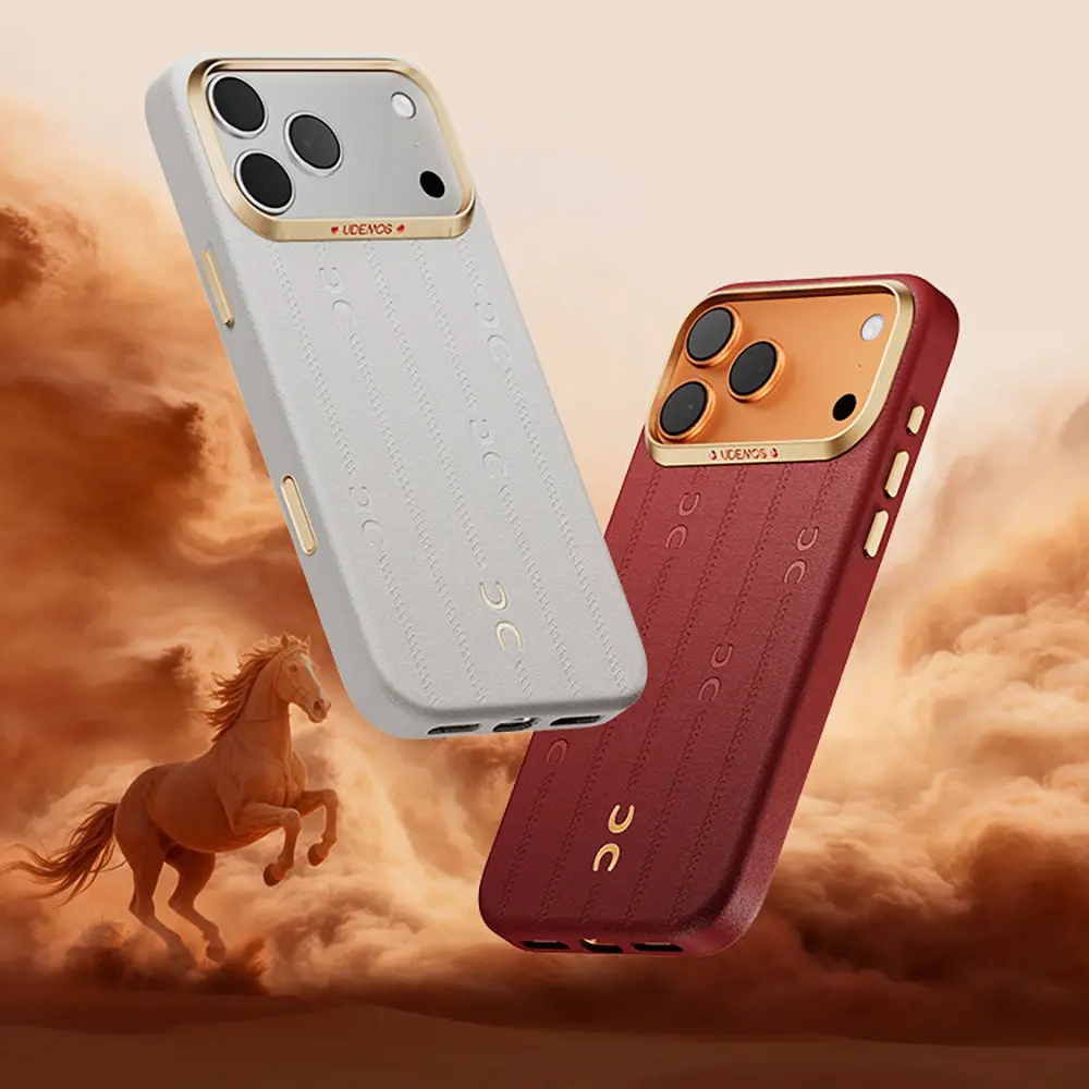 iPhone 17 Pro MagSafe Uyumlu Deri Dokulu Kılıf - Udemos Wind