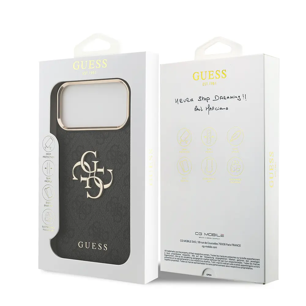 iPhone 17 Pro Max Lisanslı Kılıf, Gold Metal Kamera Çerçeveli - Guess 4G