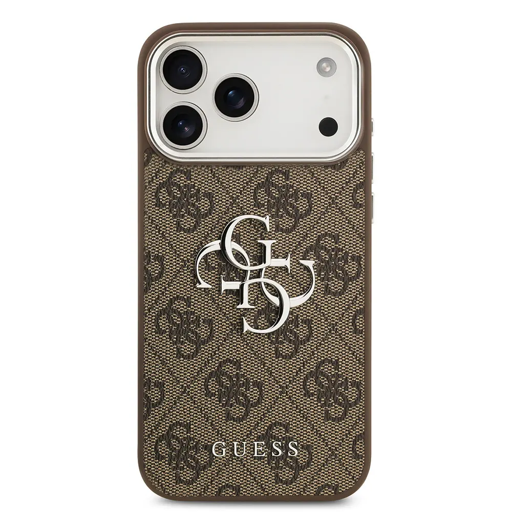 iPhone 17 Pro Max Lisanslı Kılıf, Gümüş Metal Kamera Çerçeveli - Guess 4G