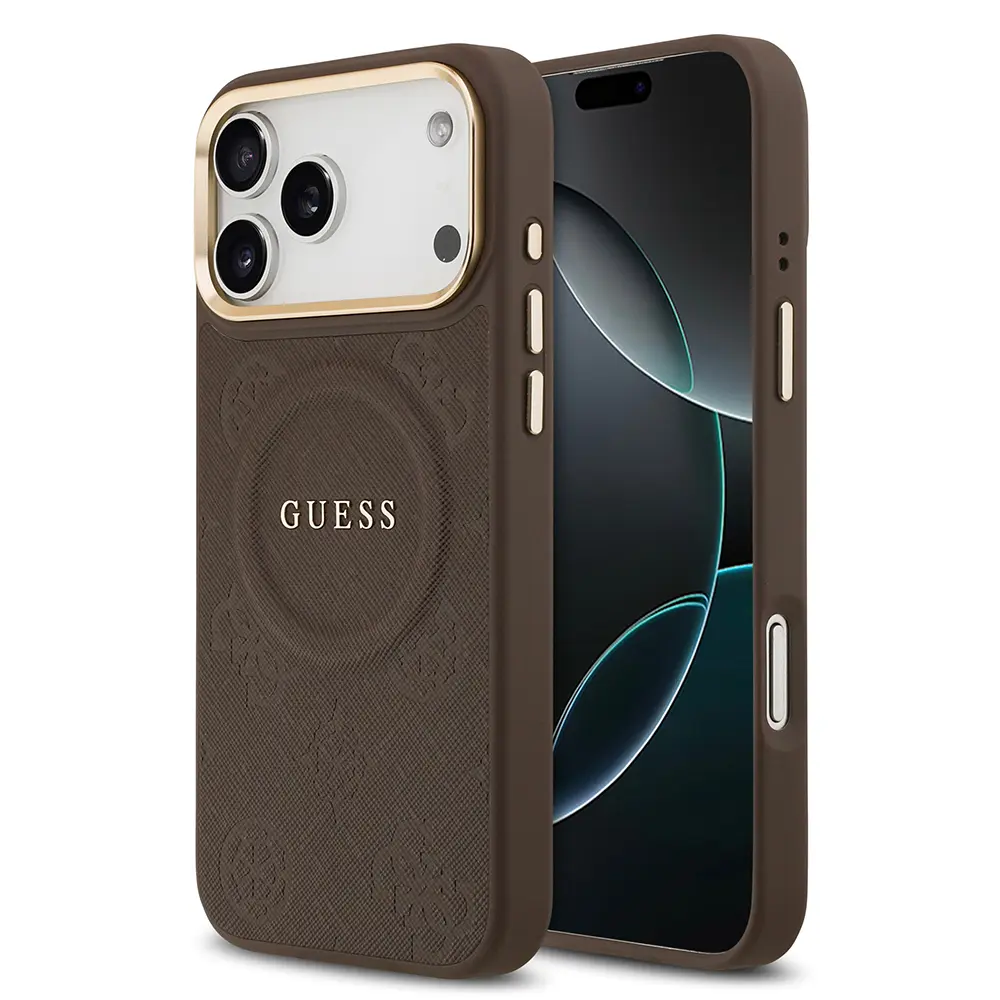 iPhone 17 Pro Max MagSafe Uyumlu PU Deri Kılıf - Guess Peony