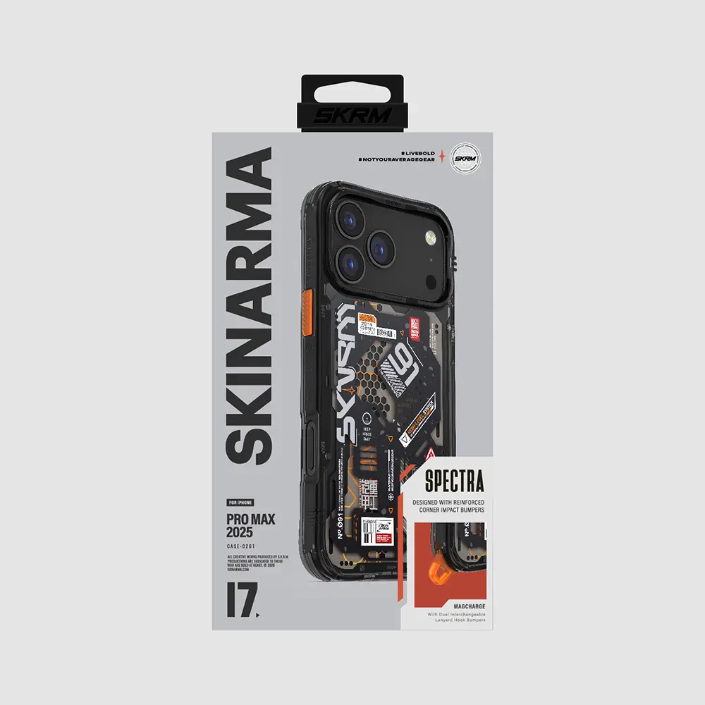 iPhone 17 Pro Max Desenli Şeffaf Airbag Tasarımlı Kılıf - Skinarma Spectra