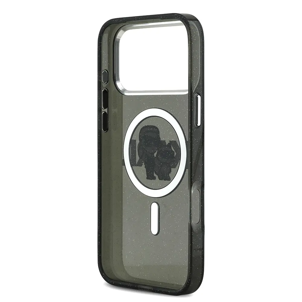 iPhone 17 Pro Max Kılıf Parlayan Simli Karl & Choupette Sketch Logo - Karl Lagerfeld