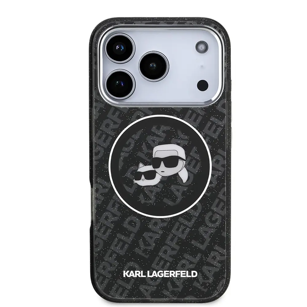 iPhone 17 Pro Max Kılıf, Parlayan Simli Karl & Choupette Tasarım - Karl Lagerfeld