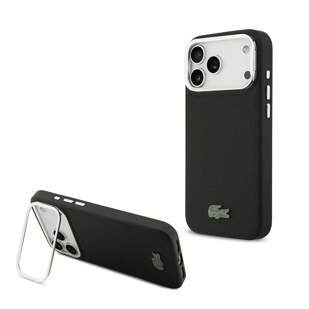 iPhone 17 Pro Max MagSafe Uyumlu Standlı Kılıf - Lacoste PU Pike Desenli