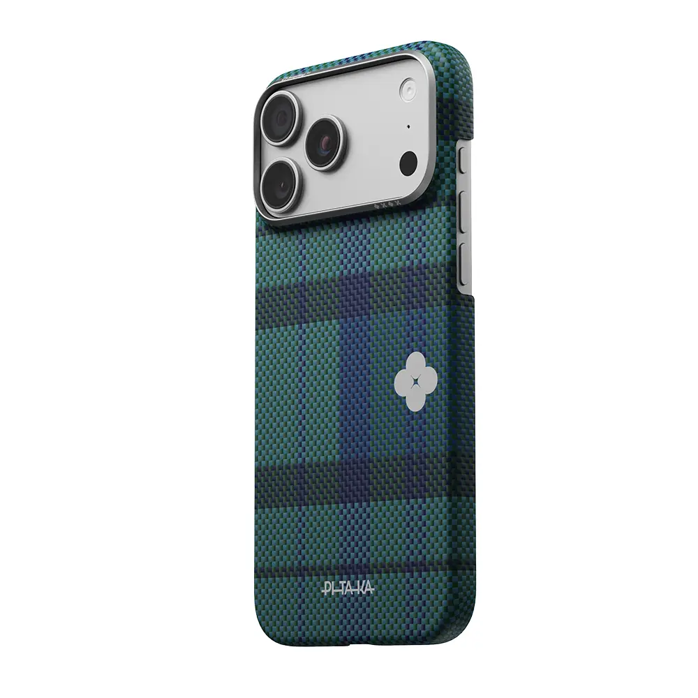 iPhone 17 Pro Max MagSafe Uyumlu Aramid Fiber Kılıf - Pitaka Flora in Grid