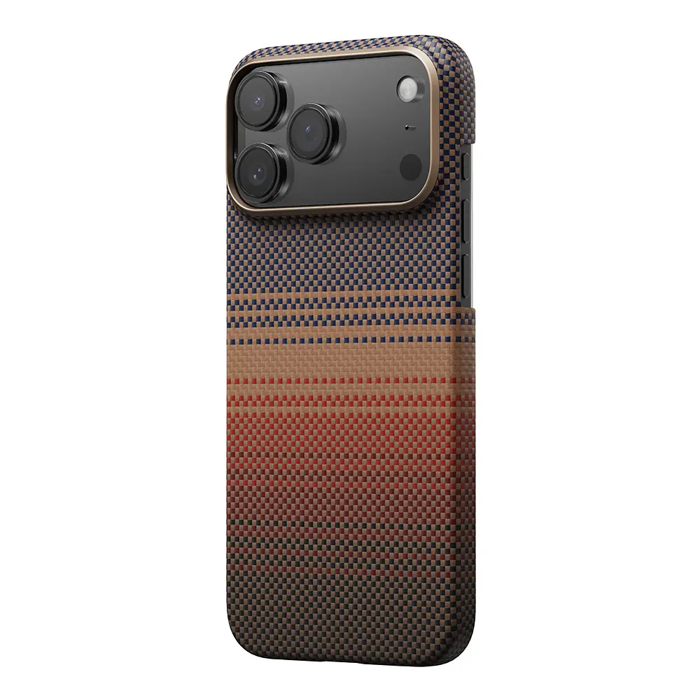 iPhone 17 Pro Max MagSafe Uyumlu Aramid Fiber Kılıf - Pitaka Tactile Woven Sunset-Moonrise