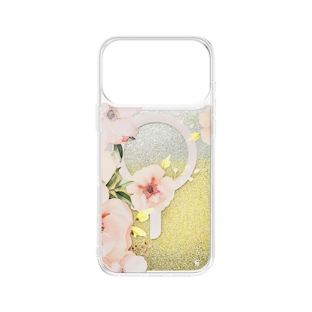 iPhone 17 Pro Max MagSafe Uyumlu Çiçek Desenli Simli Kılıf - Coehl Fleurette