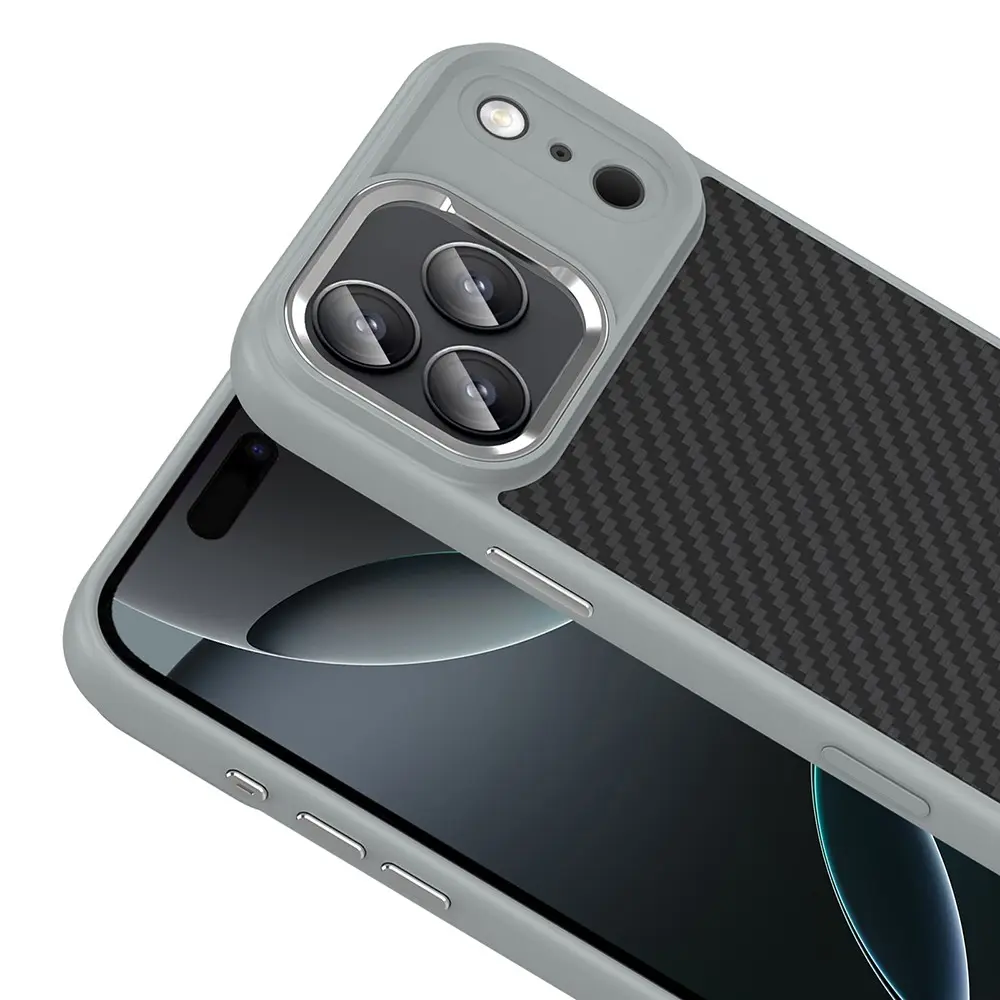 iPhone 17 Pro Max MagSafe Uyumlu Karbon Fiber Görünümlü Silikon Kılıf - Zore Truva