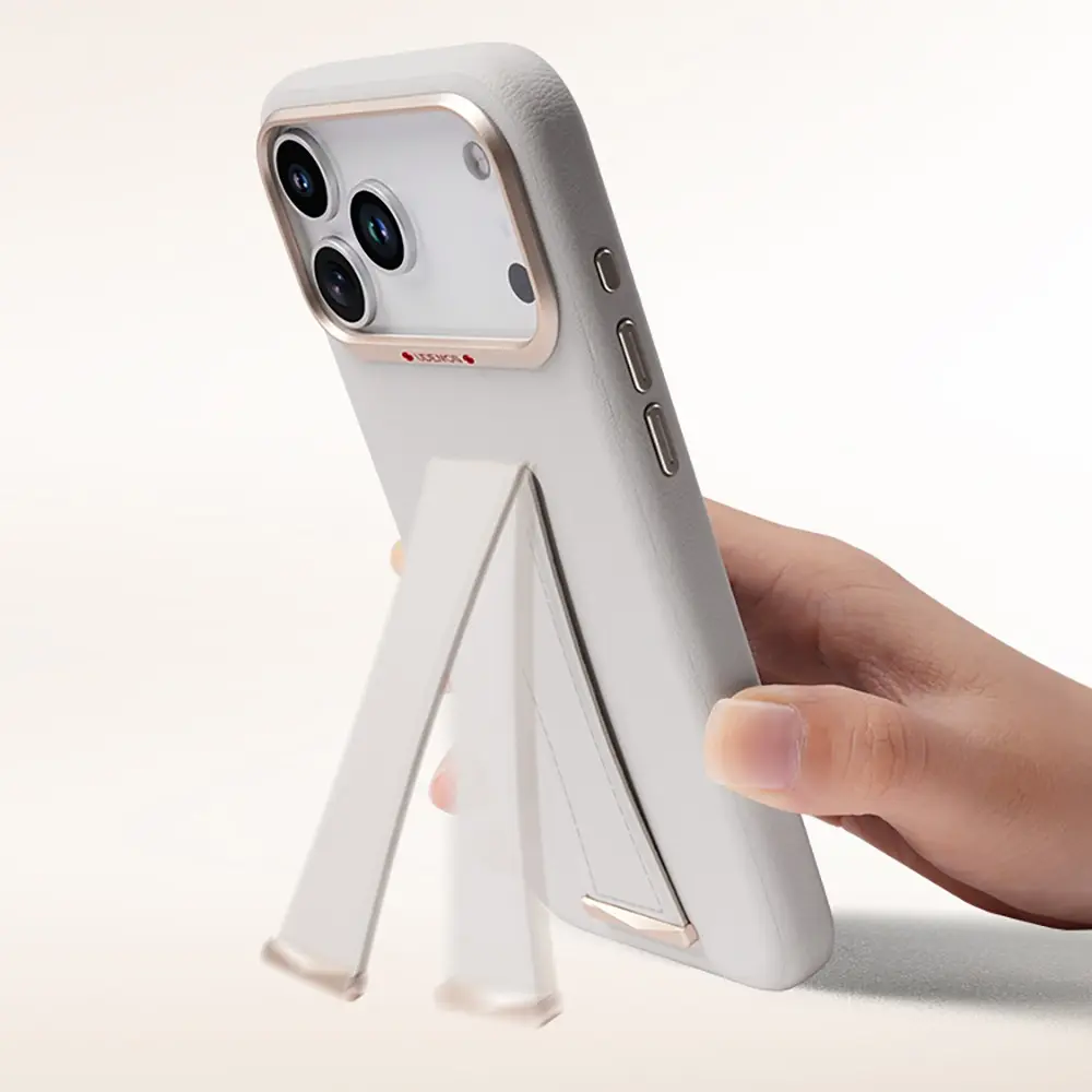 iPhone 17 Pro Max MagSafe Uyumlu Standlı Deri Dokulu Kılıf - Udemos İndependence