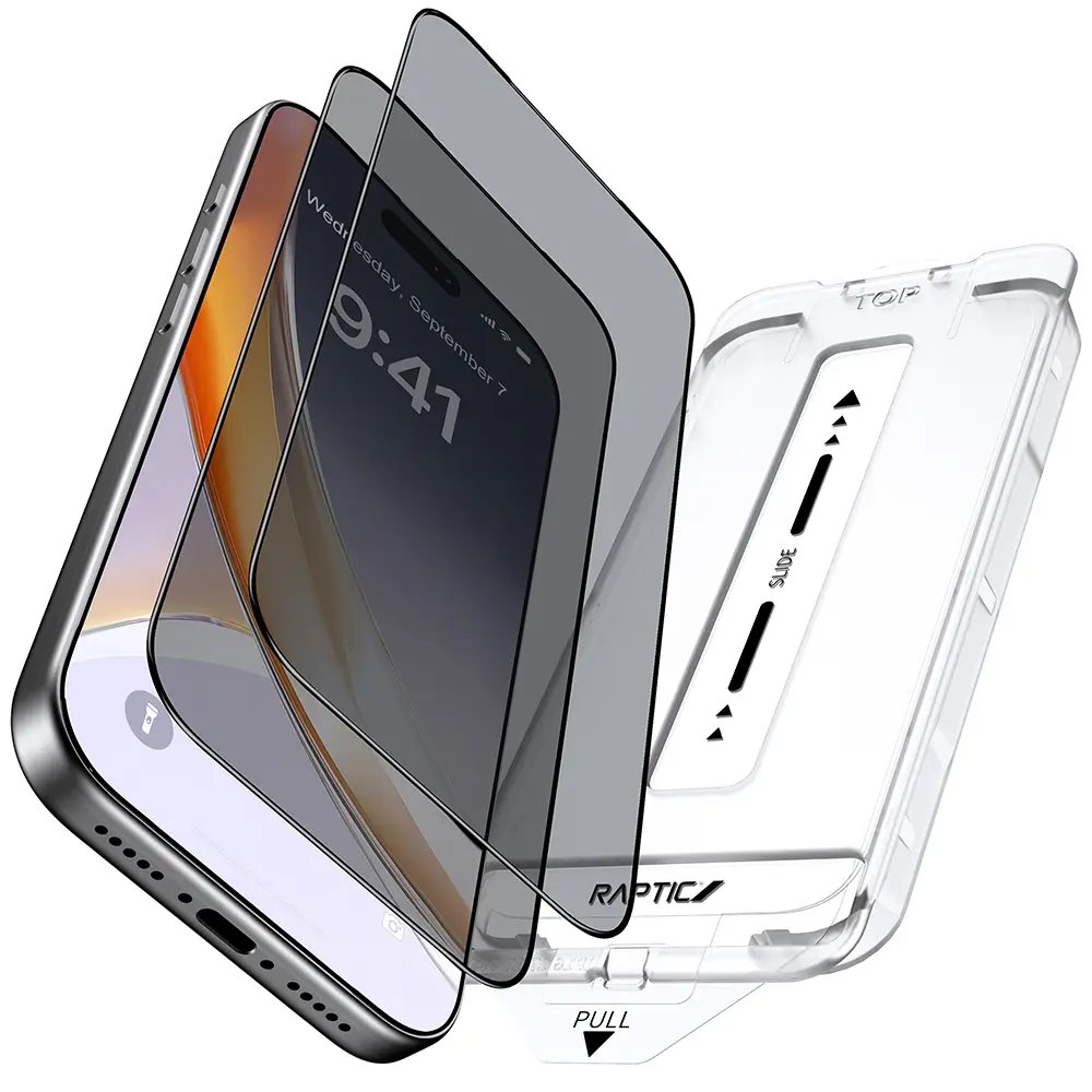 iPhone 17 Pro Hayalet Ekran Koruyucu, 2 Adet ve Uygulama Aparatlı - Raptic Air Glass 2.5D Privacy