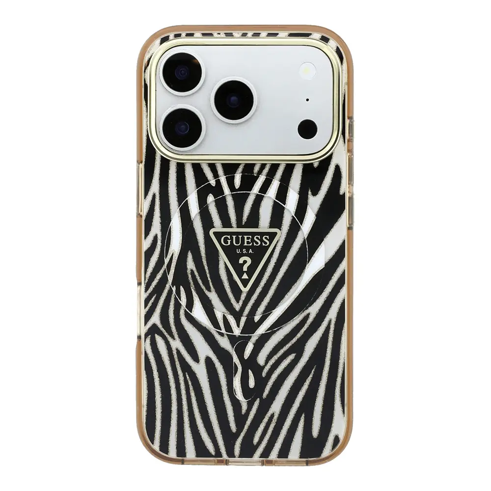 iPhone 18 Pro MagSafe Uyumlu Zebra Desenli Silikon Kılıf - Guess