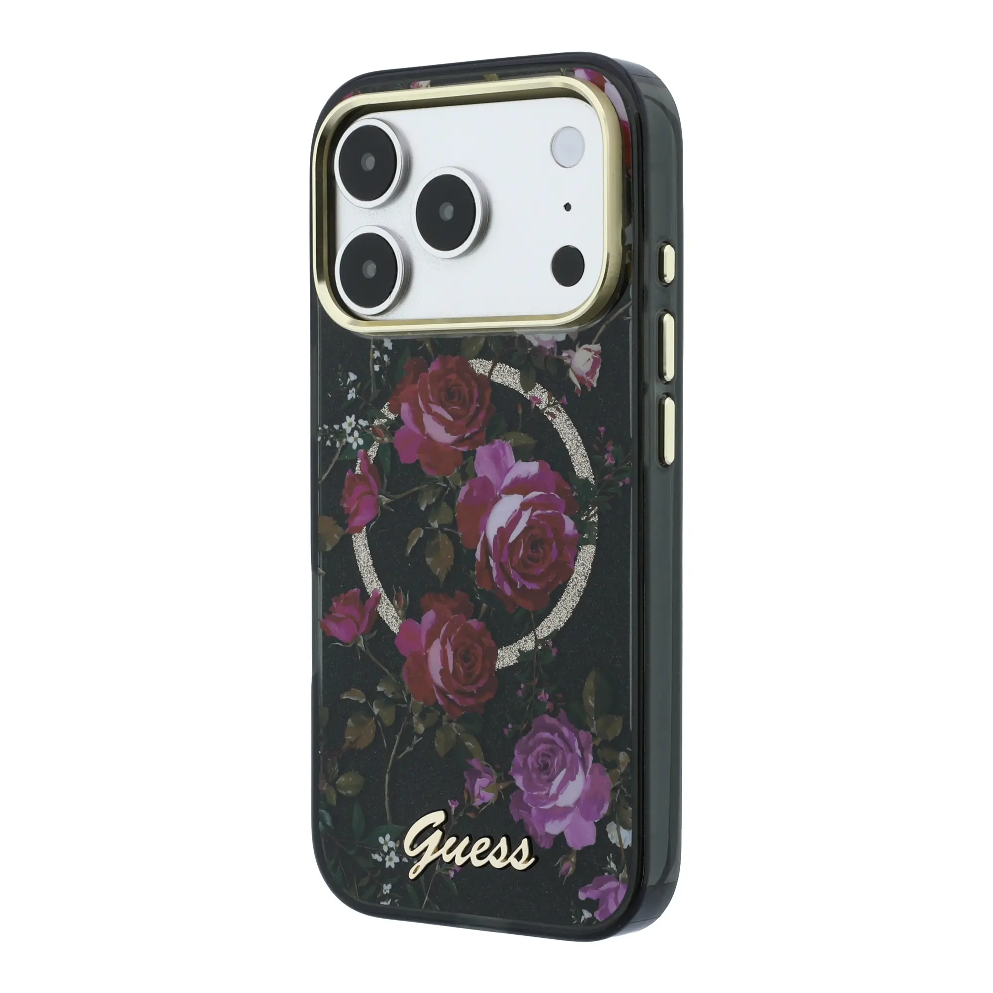iPhone 18 Pro MagSafe Uyumlu Gül Desenli Kılıf - Guess Lisanslı