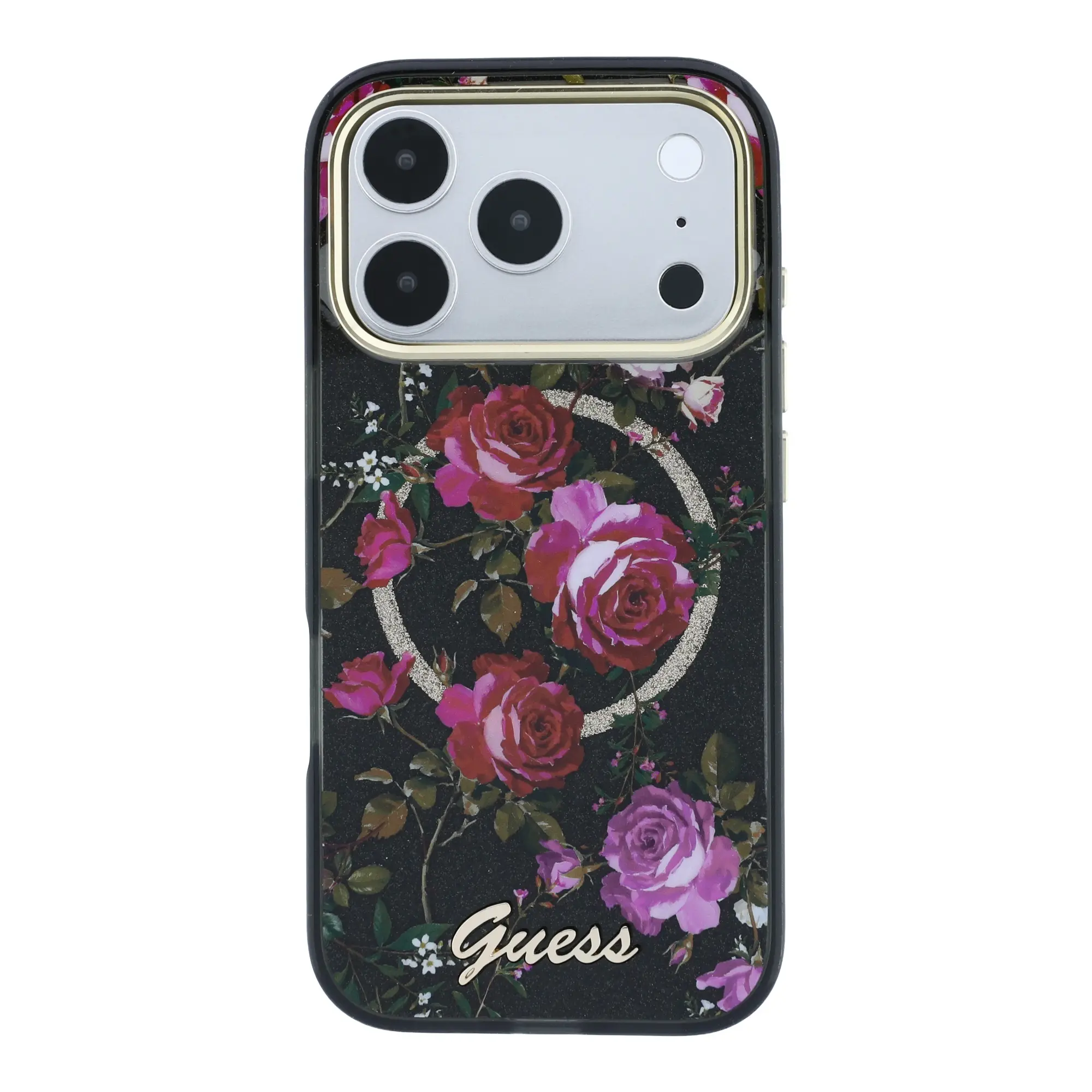 iPhone 18 Pro MagSafe Uyumlu Gül Desenli Kılıf - Guess Lisanslı