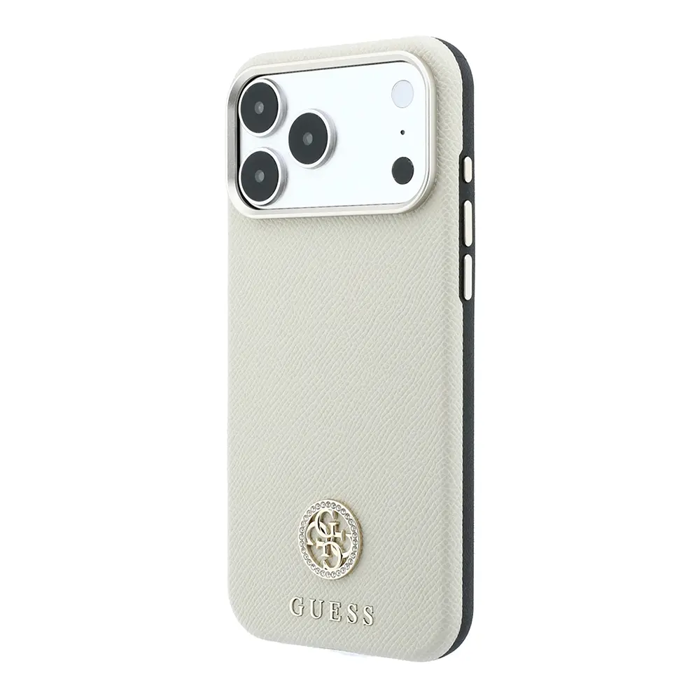 iPhone 18 Pro MagSafe Uyumlu Taşlı Metal Logolu Kılıf - Guess
