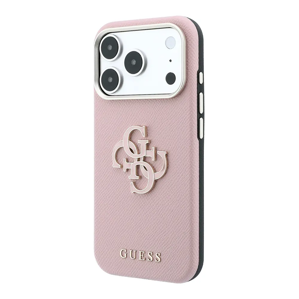 iPhone 18 Pro Guess Lisanslı PU Kılıf, 4G Metal Logo - Pembe