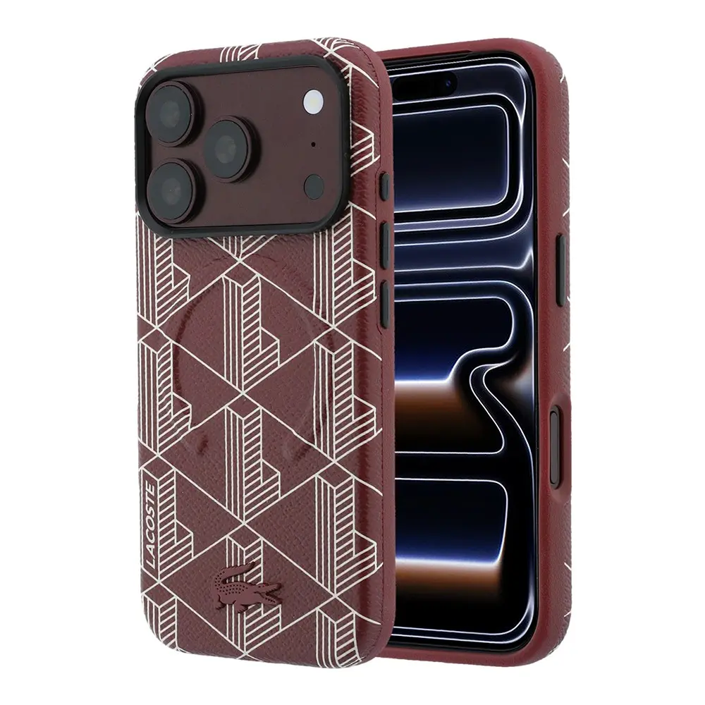 iPhone 18 Pro MagSafe Uyumlu Deri Kılıf - Lacoste Lisanslı Monogram