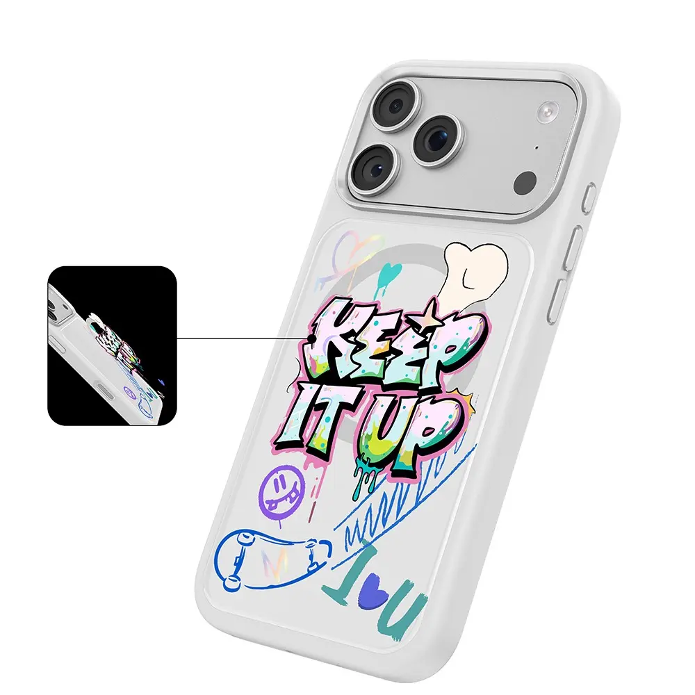 iPhone 18 Pro MagSafe Uyumlu 3D Baskılı Kılıf - Mutural Graffiti Serisi