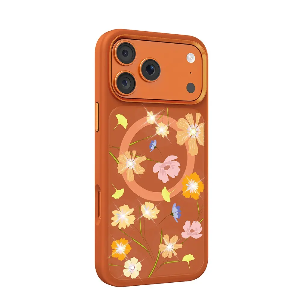 iPhone 18 Pro MagSafe Uyumlu Çiçek Desenli Kılıf - Mutural Flower
