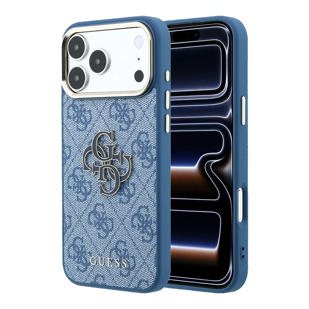 iPhone 18 Pro Max Kılıf, Kabartmalı Guess Logolu PU Kapak - Guess 4G Resin