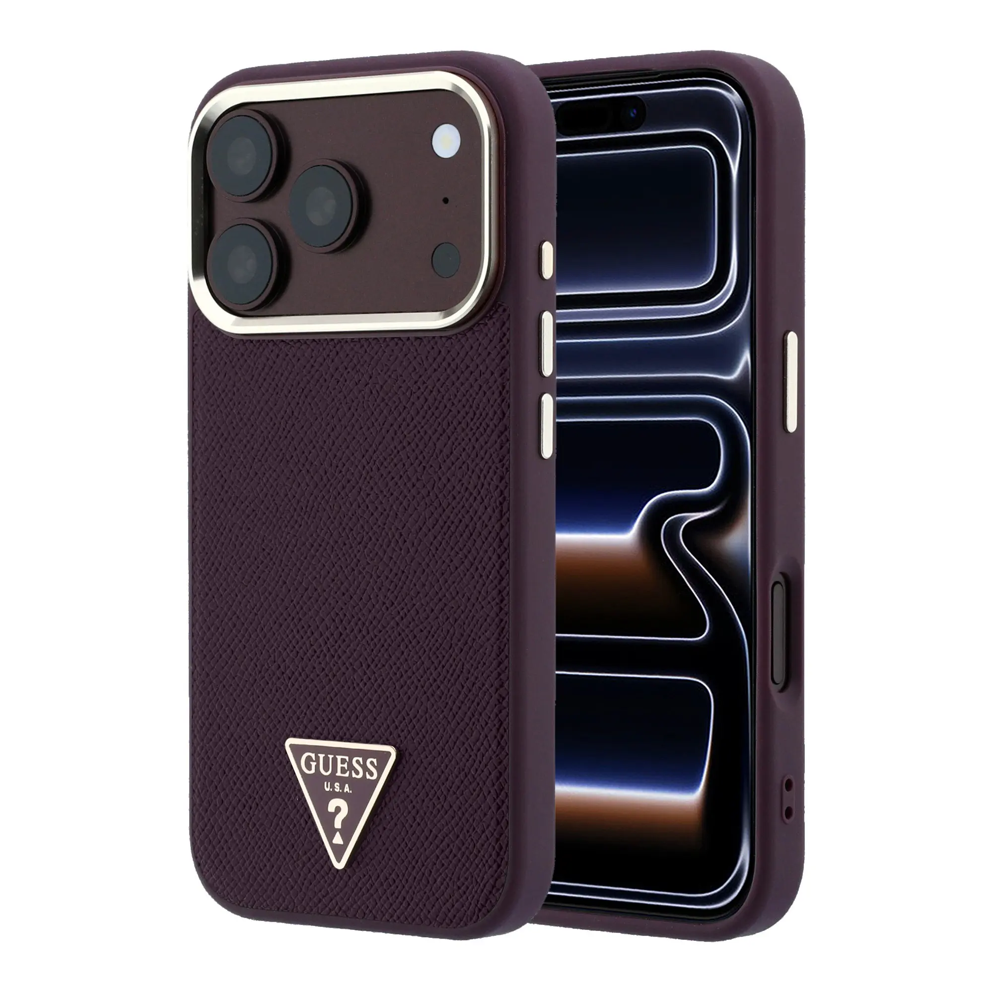 iPhone 18 Pro Max MagSafe Uyumlu Kılıf - Guess Grained Triangle
