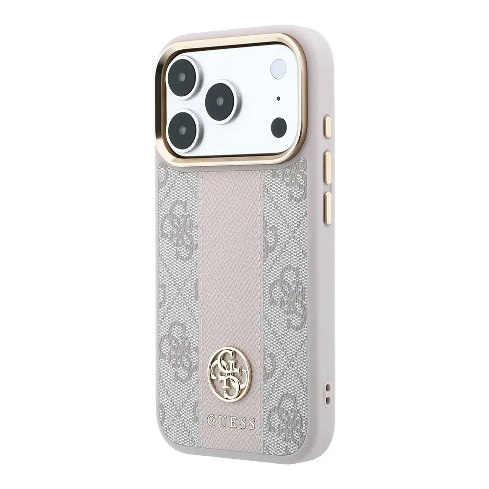 iPhone 18 Pro Max MagSafe Uyumlu Deri Kılıf - Guess 4G Desenli