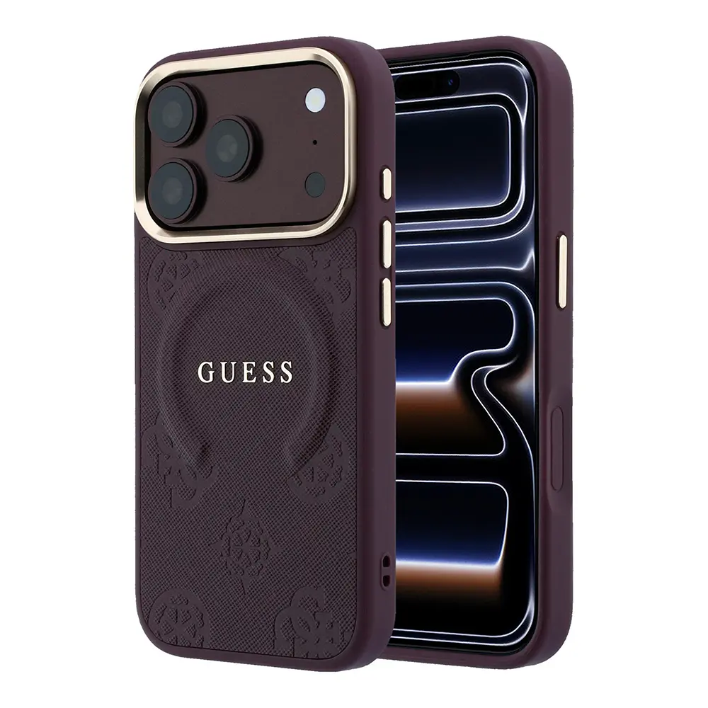 iPhone 18 Pro Max MagSafe Uyumlu PU Deri Kılıf - Guess Peony