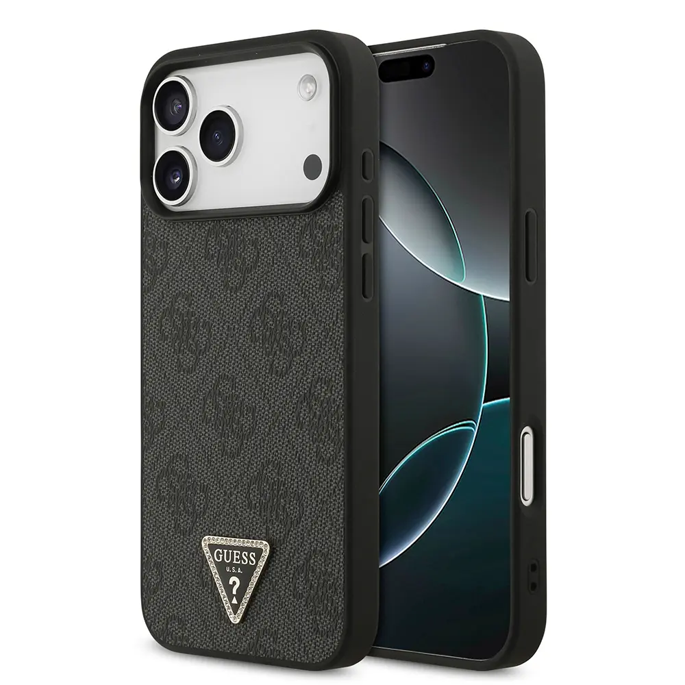 iPhone 18 Pro Max Kılıf, Taşlı Üçgen Logo 4G Desenli - Guess