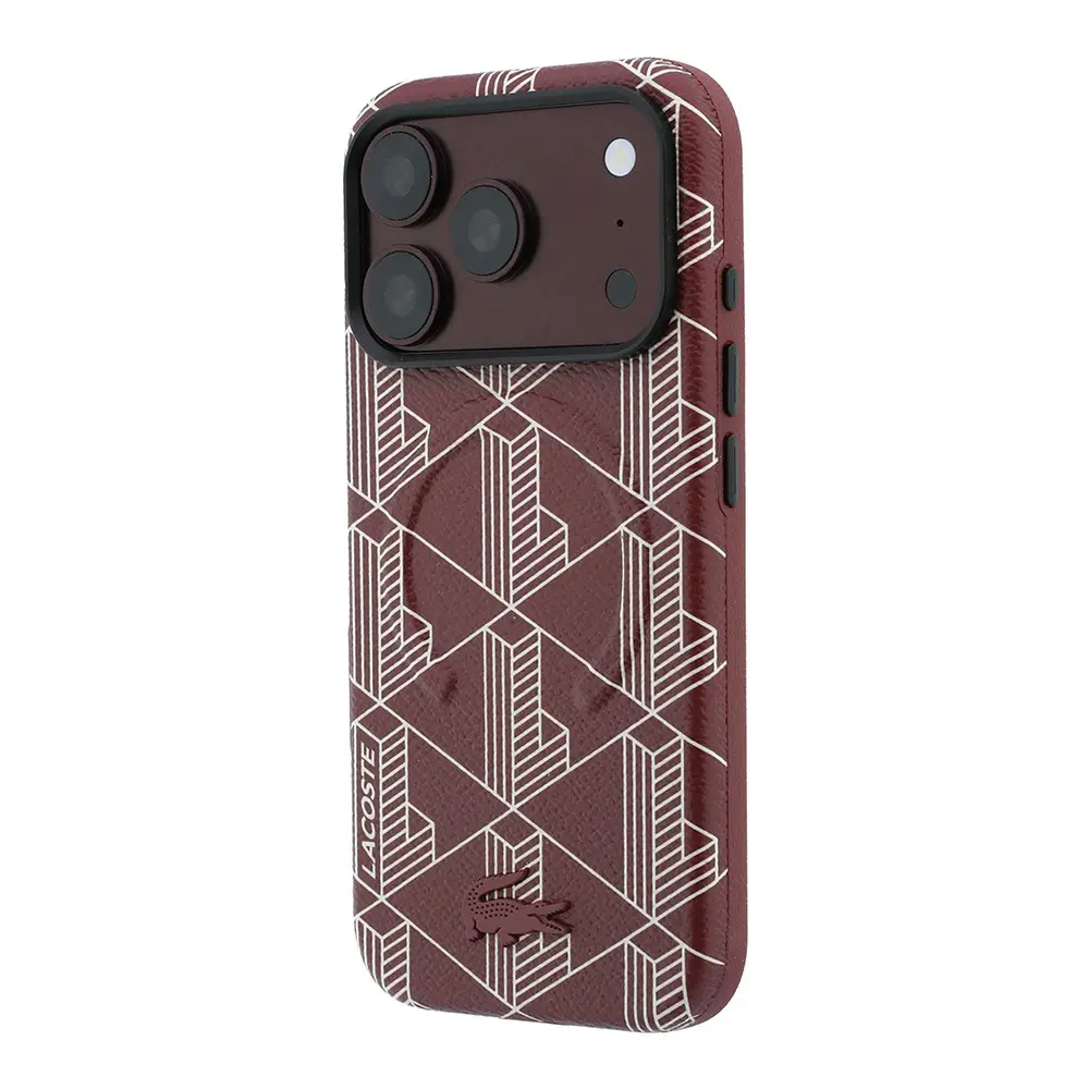 iPhone 18 Pro Max MagSafe Uyumlu Deri Kılıf - Lacoste Lisanslı Monogram