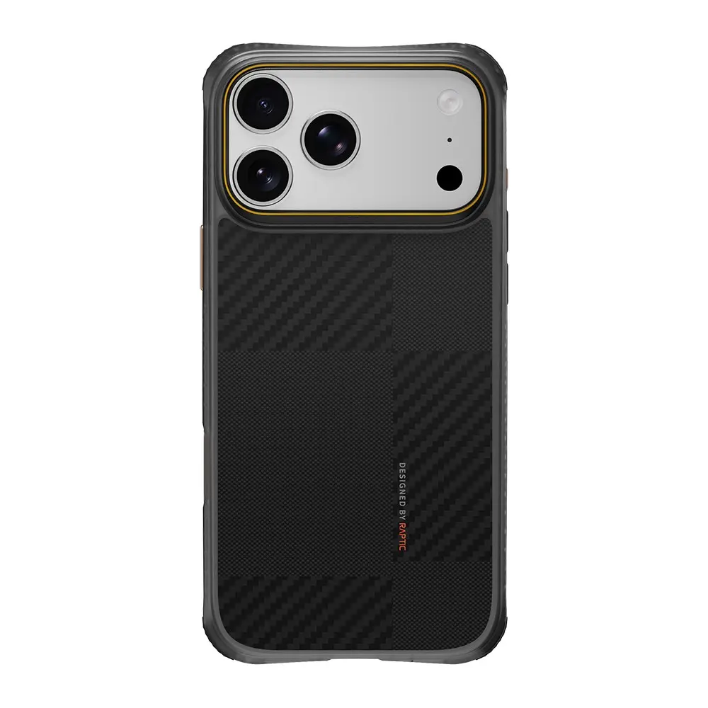 iPhone 18 Pro Max MagSafe Uyumlu Kılıf, Metal Kamera Çerçeveli - Raptic Aramid Dual Karbon Fiber Mondrian