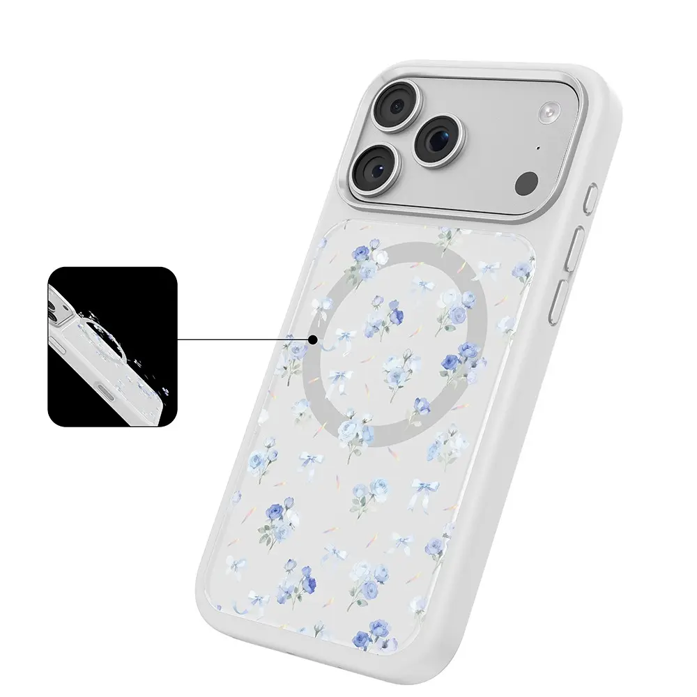 iPhone 18 Pro Max MagSafe Uyumlu Çiçek Desenli Kılıf - Mutural Flower