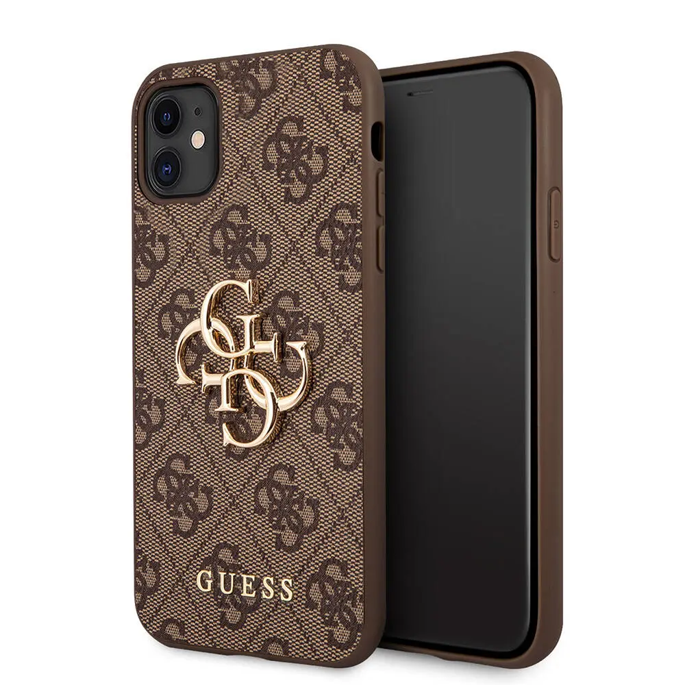 iPhone 11 PU Deri Kılıf, Büyük Metal Logo Tasarımlı - Guess