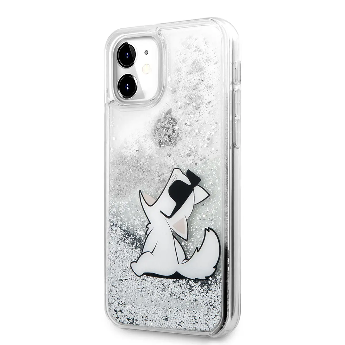 iPhone 11 Sıvılı Simli Choupette Fun Tasarım Kılıf - Karl Lagerfeld