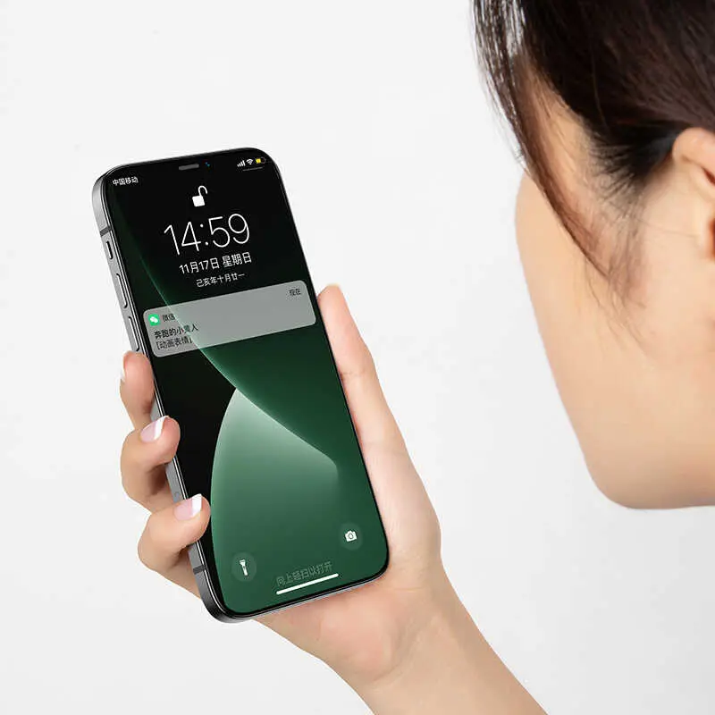 iPhone 12 Mini Ekran Koruyucu, Toz Önleyici Yeşil Işık - Benks V Pro