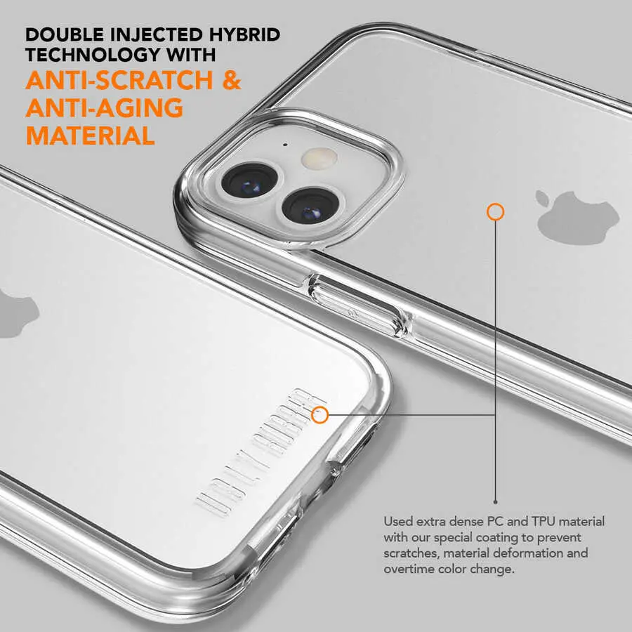 iPhone 12 Mini Şeffaf Kılıf, Sert PC ve TPU Tampon - Ugly Rubber Pure
