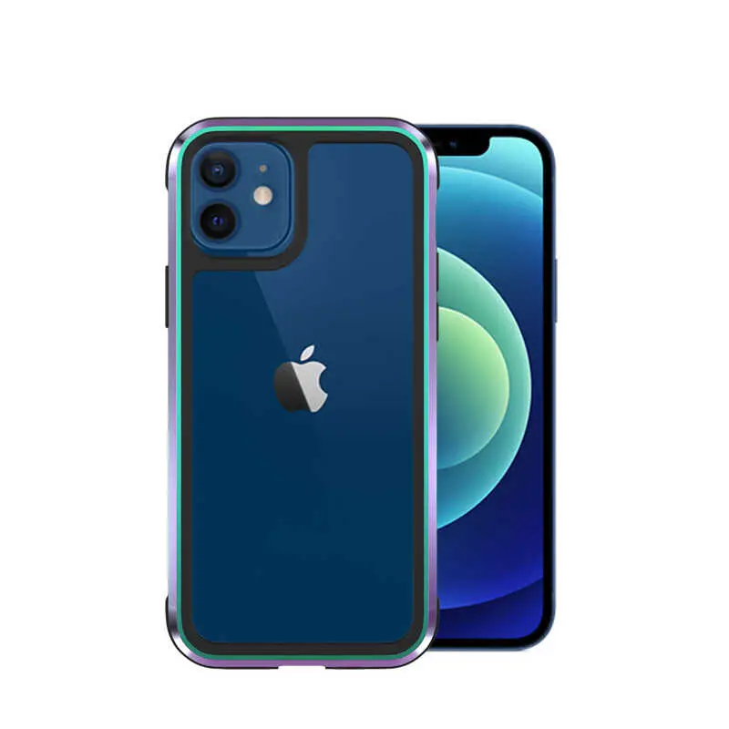 iPhone 12 Uyumlu Şeffaf Arka Yüzeyli Kılıf - Wiwu Defens Armor