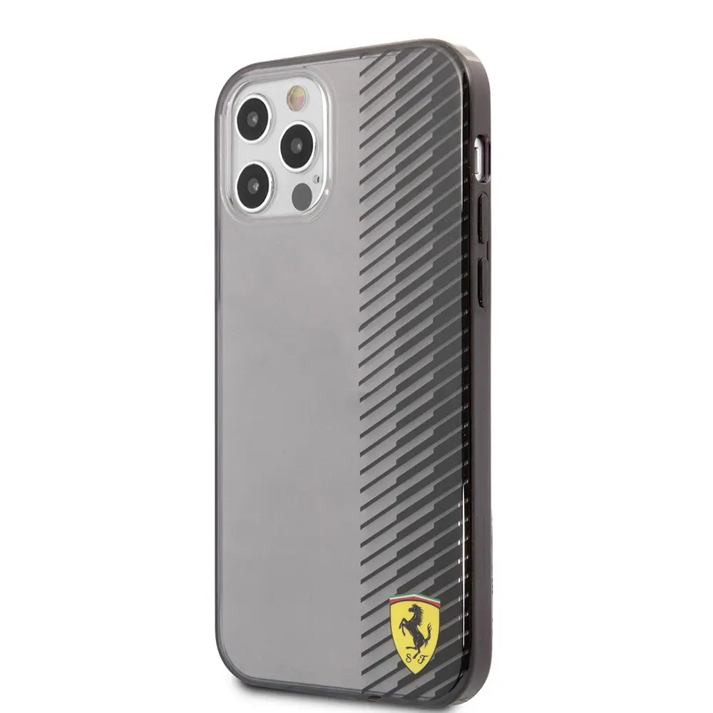 iPhone 12 Pro Max Ferrari Lisanslı Transparan Kılıf - Metal Logolu
