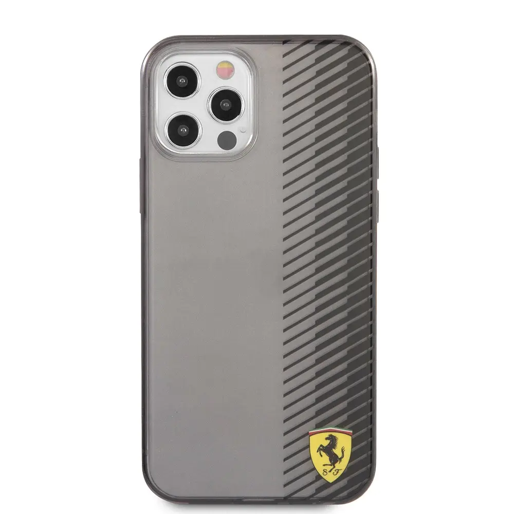 iPhone 12 Pro Max Ferrari Lisanslı Transparan Kılıf - Metal Logolu
